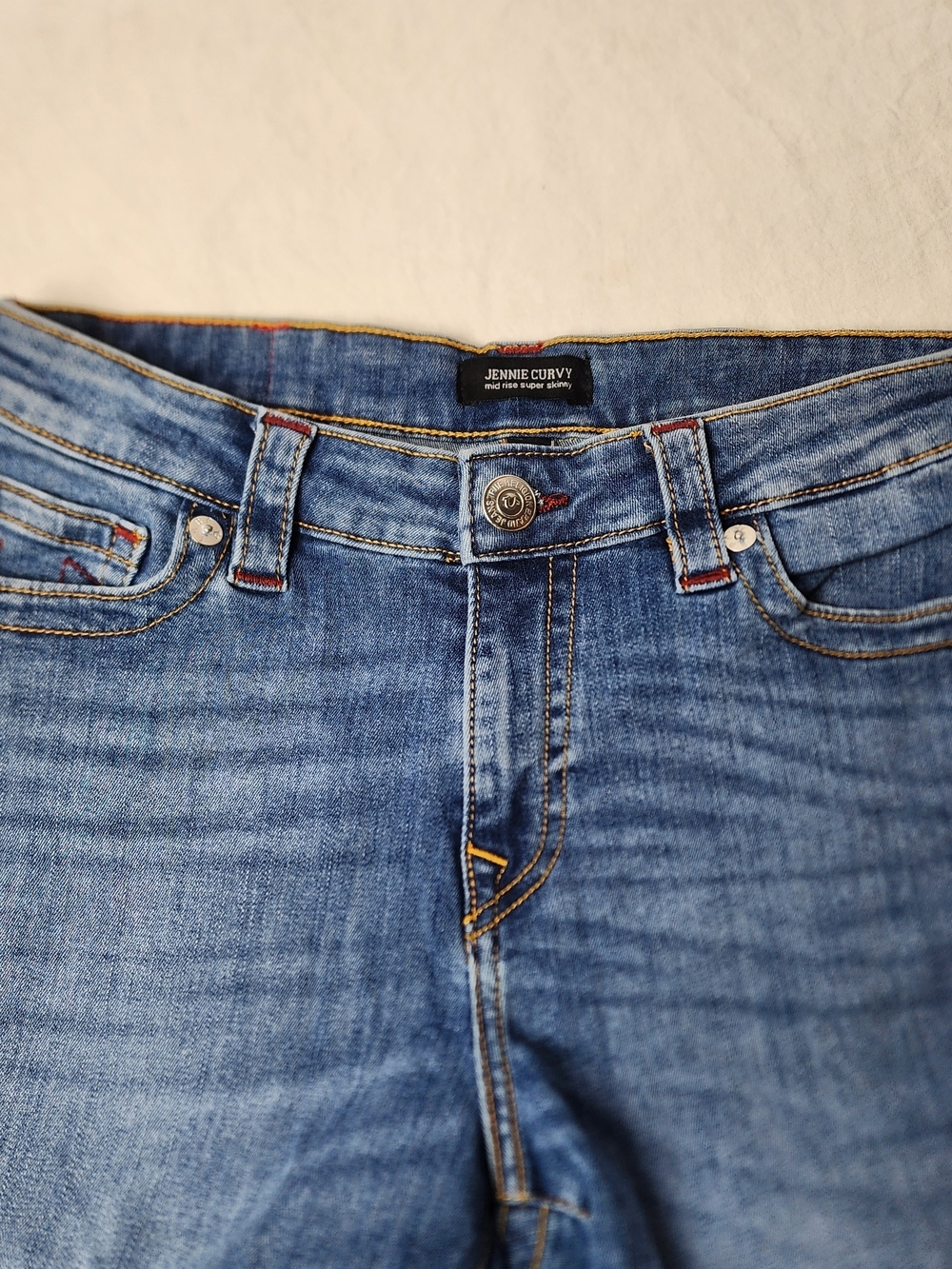 True Religion Jennie Curvy Mid-rise Super Skinny Jeans Red Stitching 29 - Picture 7 of 8